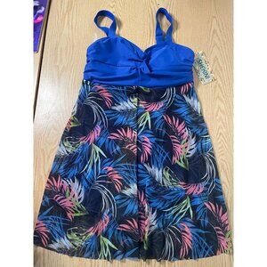 B14 New Women’s 1pc Swimsuit Dress Palm Leaves Print size Small